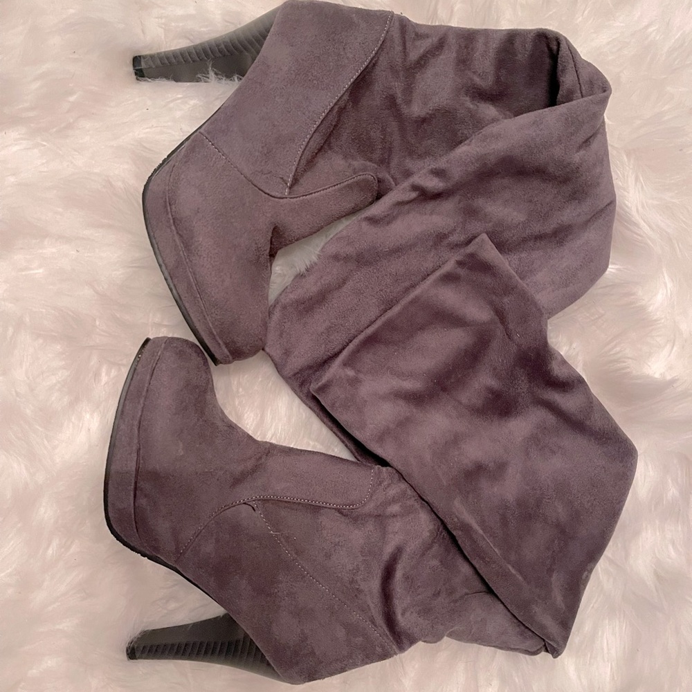 Slouchy Suede Above the Knee Boots